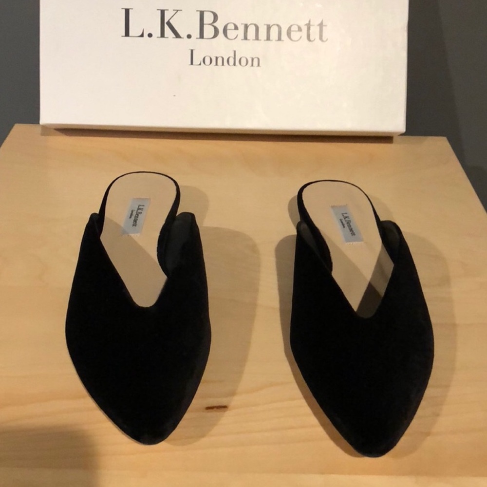 L.K. Bennett Catrina Black Velvet Flats